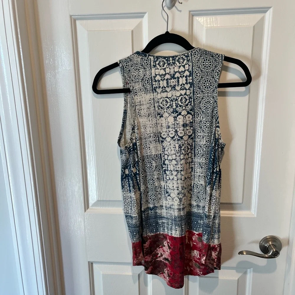 Lucky Brand Boho Blue Wine Tank Top Size S - Picture 2 of 3